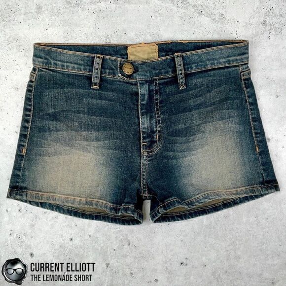 CURRENT ELLIOTT LEMONADE JEAN SHORTS SUN-FADED DENIM MINI SHORTS SIZE 24 / 0 NEW - Picture 12 of 13